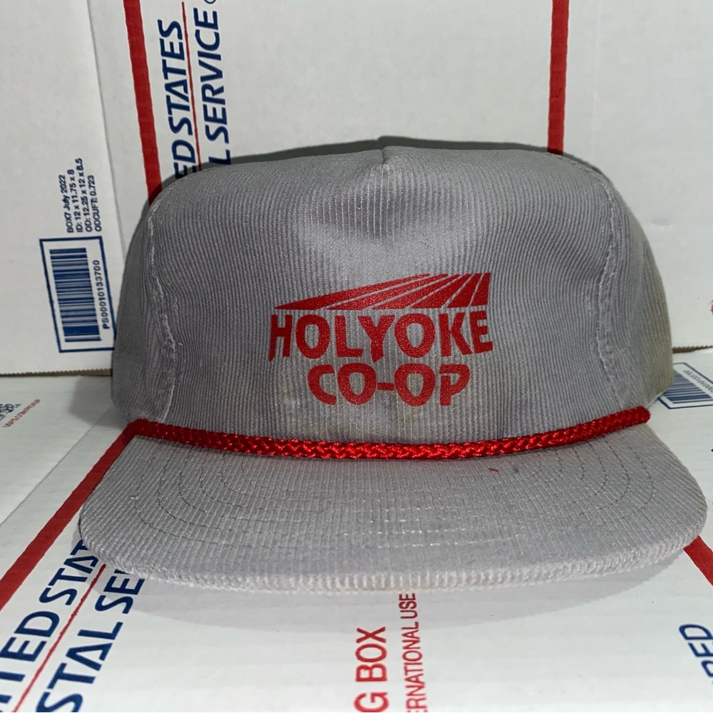 Vintage corduroy Holyoke Co-Op trucker hat cap cooperative farming agriculture !